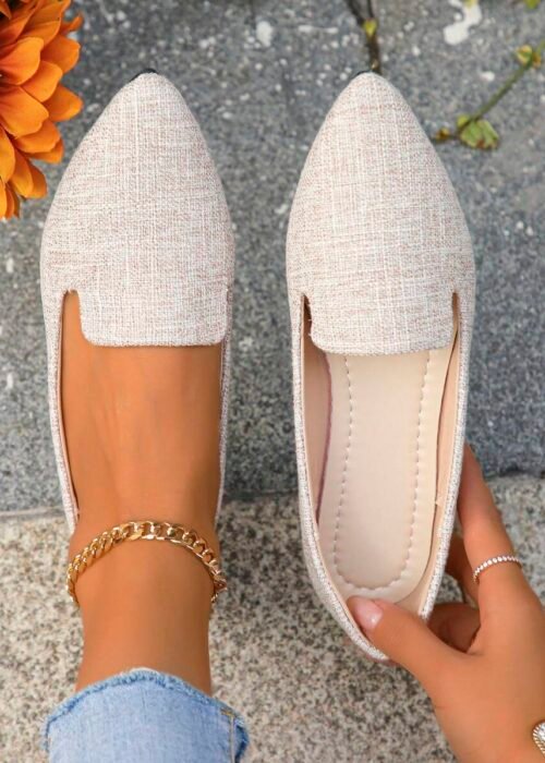 Women's Casual Black Gold Thread Pointy Toe Flat Loafers, Slip-On Flats, Comfortable Lightweight Dress Shoes, Suitable For Spring Summer Autumn, Size 35-45