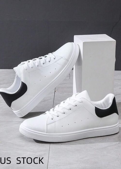 Men's Stylish Slip-Resistant Simple Casual Sneakers For Sports And Students, White
