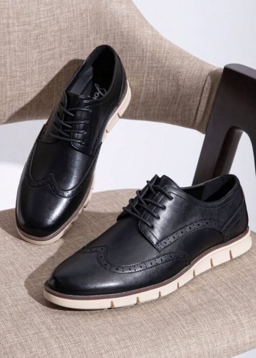 SHOESMALL Men's Casual Wingtip Oxfords Brogue Brown Shoes Non-Slip Simple Classic Formal Derby Business Dress Shoes For Men