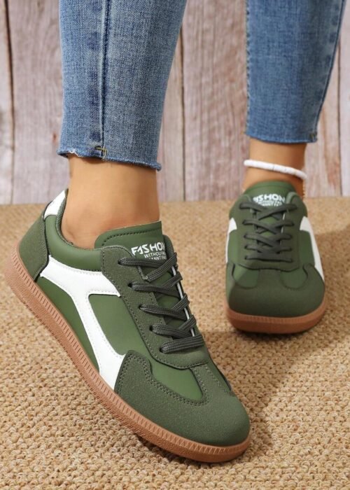 Women's Summer Lightweight Outdoor Sport Shoes, Spring/Autumn New Casual Flat Non-Slip Splicing Colors Athletic Sneakers