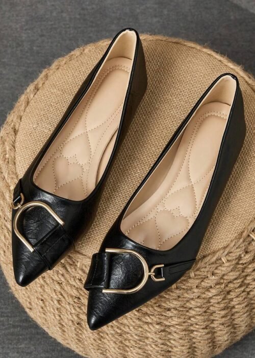 WHDXY 1 Pair Women's Pointed Toe Flats, Soft Leather Office Shoes, Versatile Loafers, Shallow Soft Bottom Fairy Style Flat Heel Slip-On Commuting Casual Shoes