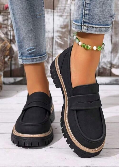 2024 Spring New Casual British Style Loafers Women Shoes, Deep Mouth Student Flats