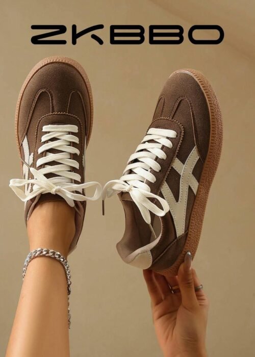 ZKBBO Women's Casual Sneakers, Flat, Lightweight, Comfortable For Fitness, Walking, Skateboarding